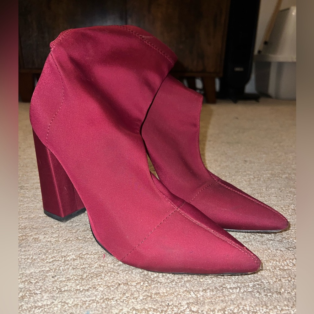 Deep red PLT booties- thick heel! Size 9US - Picture 2 of 4